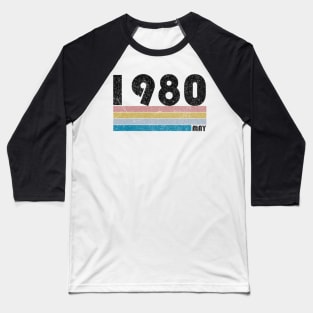 38th Birthday Gift Retro Born May of 1980 Baseball T-Shirt